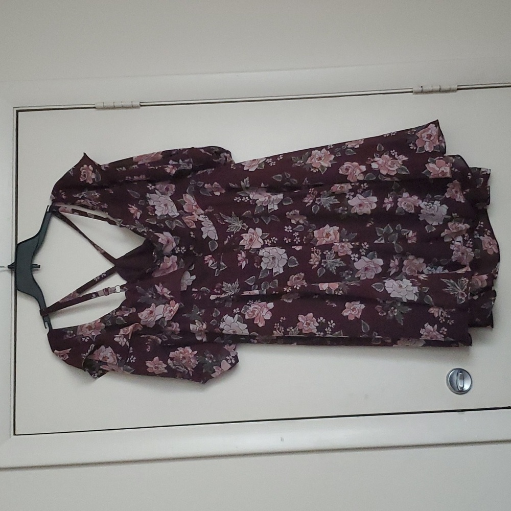 Torrid's Mini Challis Cold Shoulder Trapeze Dress - Picture 13 of 16
